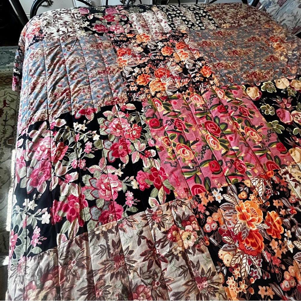 Anthropologie Rare Vintage Y2K Vibrant Floral Boho Quilt Queen - Picture 6 of 15